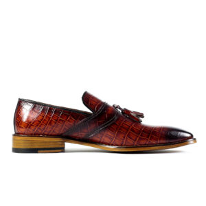 Brown LoafersSnake Skin Print Red Loafers